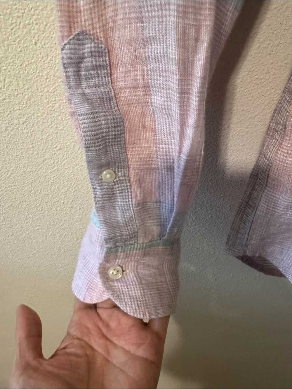J Crew Baird McNutt Irish Linen Pastel Glen Plaid Button Down Shirt-XS Slim Fit